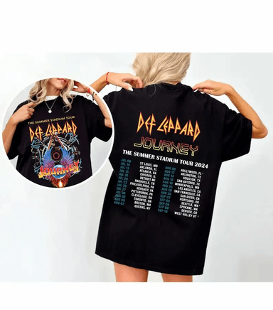  Alt 2024 Def Leppard And Journey Summer Stadium Tour Shirt, Def Leppard Fan Shirt, Journey Band Tour 2024 Shirt